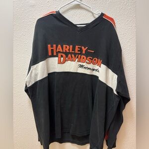 Vintage Harley-Davidson Black Tee with Winged Logo Detail